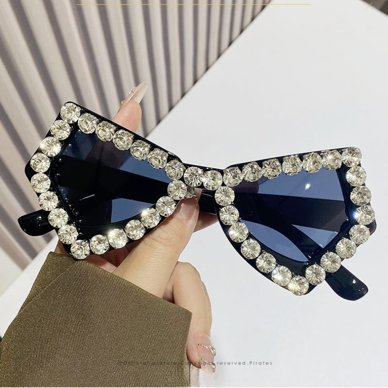 Butterfly diamond sunglasses. cross-border personalized handmade rhinestones fashion hip-hop