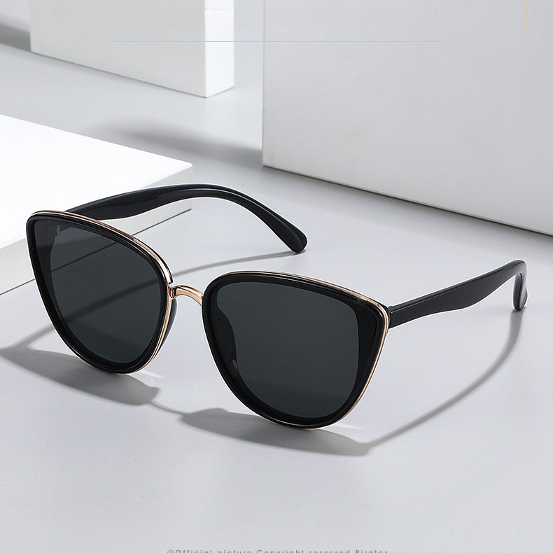 Retro classic cat eye sunglasses. versatile simple women's ferrule metal versatile sunglasses