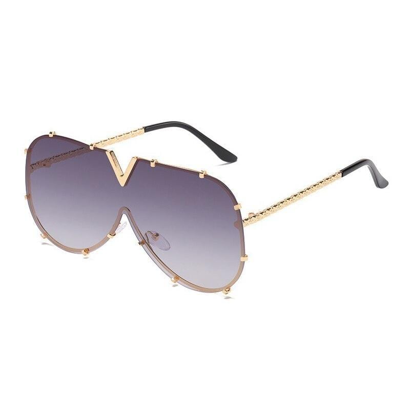 New Fashion One Piece Shield For Women Vintage Oversized Paw Sun Glasses - Image 9