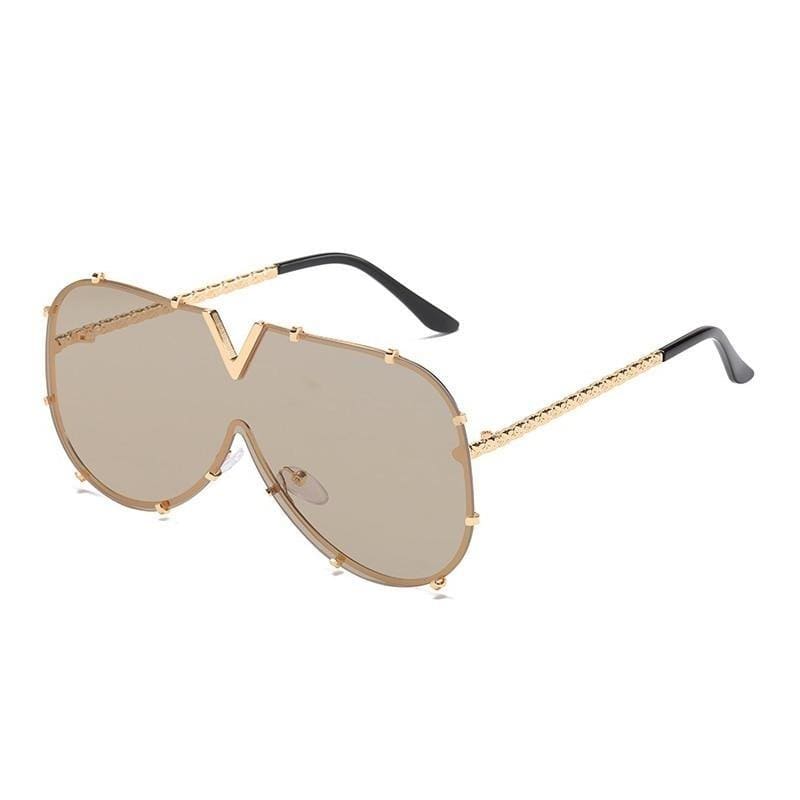 New Fashion One Piece Shield For Women Vintage Oversized Paw Sun Glasses - Image 14