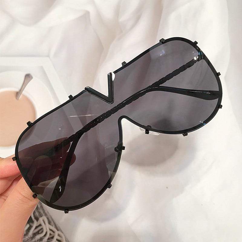 New Fashion One Piece Shield For Women Vintage Oversized Paw Sun Glasses - Image 4
