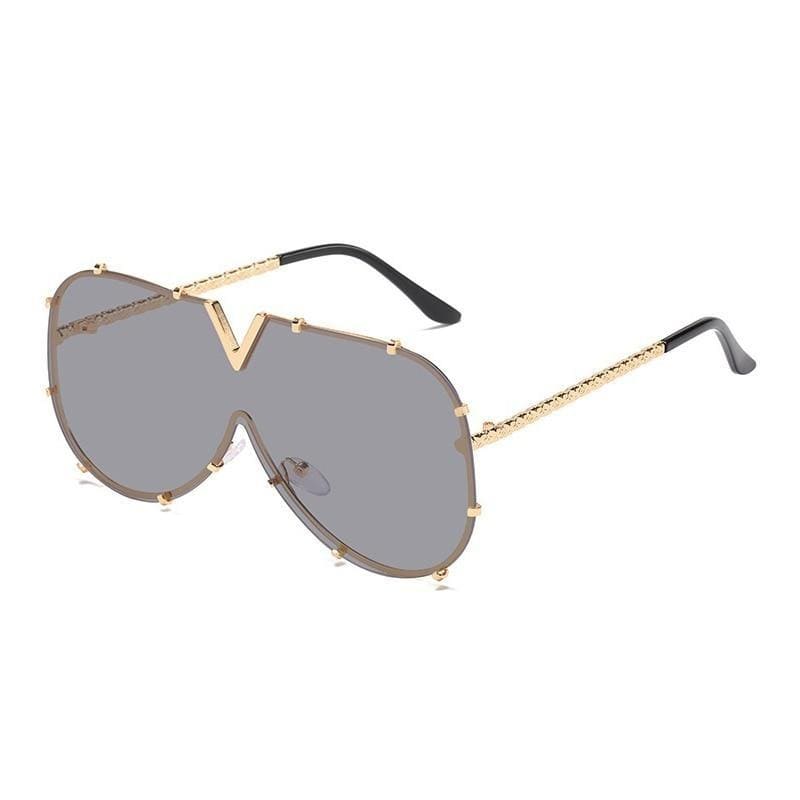 New Fashion One Piece Shield For Women Vintage Oversized Paw Sun Glasses - Image 2