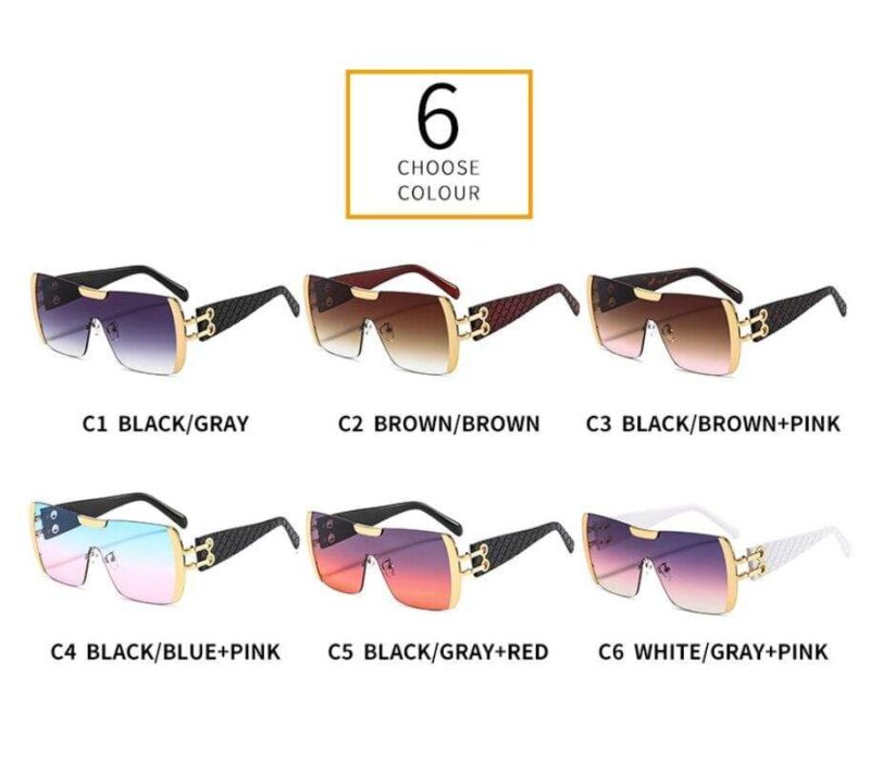 Women Luxury Sunglasses Oversized One Lens Fashion Shades UV400 Vintage Glasses - Image 11