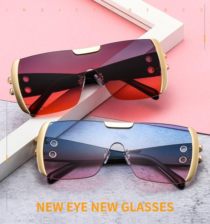 Women Luxury Sunglasses Oversized One Lens Fashion Shades UV400 Vintage Glasses - Image 8