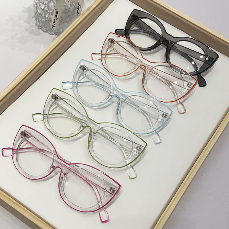 Cat eye flat glasses anti-blue glasses frame cross-border fashion avant-garde glasses frame tide - Image 3