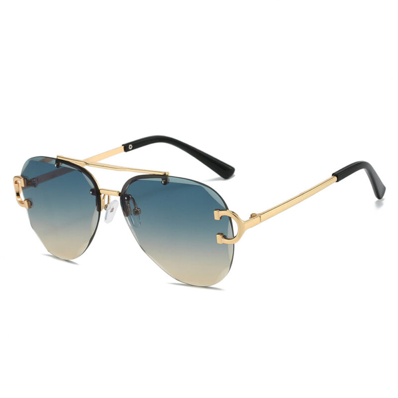 New frameless sunglasses. European and American fashion double-beam frameless pilot fashion glasses - Image 9