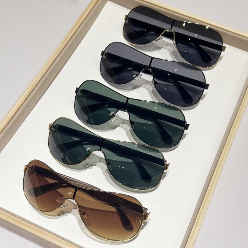 2024 spring new one-piece sunglasses. European and American personality large frame integrated fashion pilot driving sunglasses men - Image 5