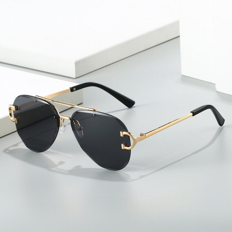 New frameless sunglasses. European and American fashion double-beam frameless pilot fashion glasses - Image 2