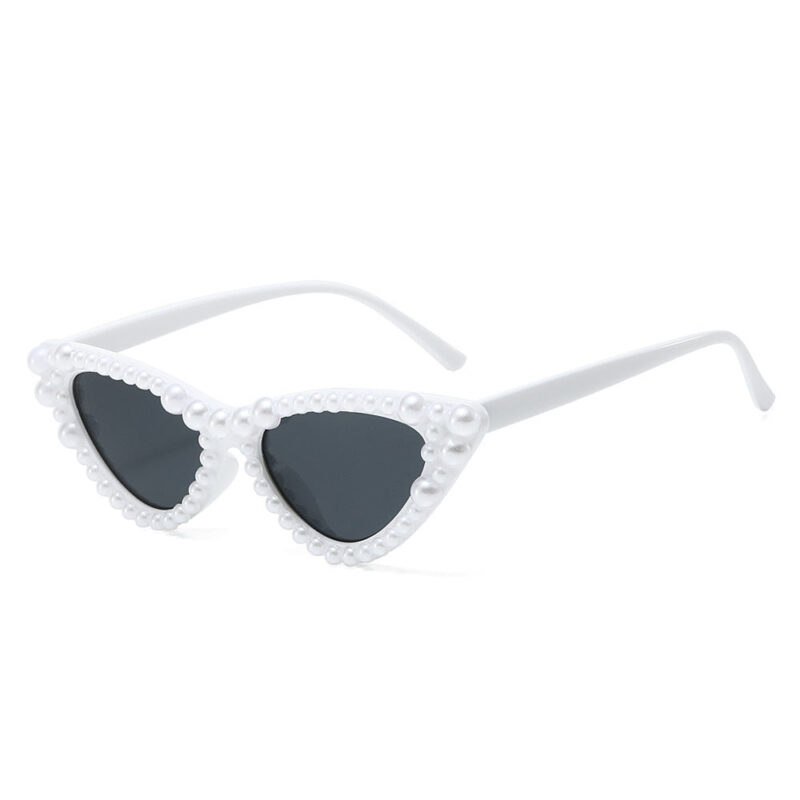 New handmade fashion sunglasses. European and American personalized imitation pearl hip-hop cat eye diamond sunglasses women - Image 8