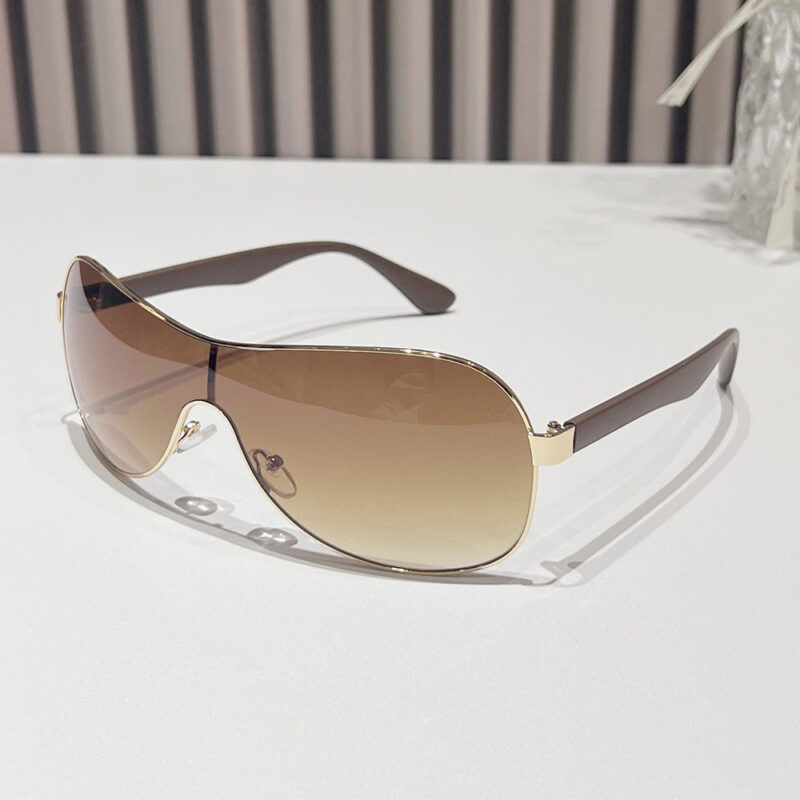2024 spring new one-piece sunglasses. European and American personality large frame integrated fashion pilot driving sunglasses men - Image 8