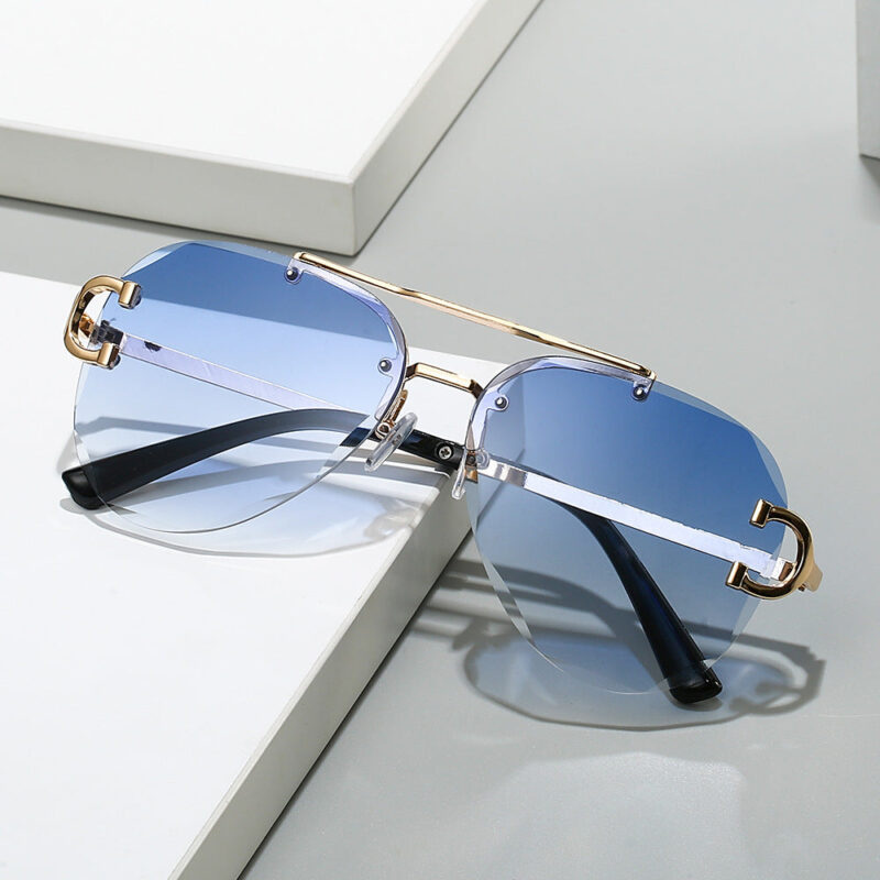 New frameless sunglasses. European and American fashion double-beam frameless pilot fashion glasses