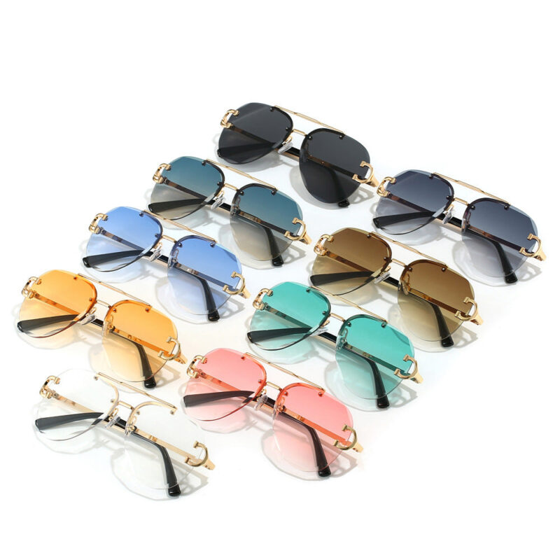 New frameless sunglasses. European and American fashion double-beam frameless pilot fashion glasses - Image 4