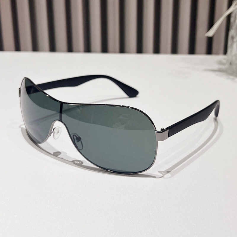 2024 spring new one-piece sunglasses. European and American personality large frame integrated fashion pilot driving sunglasses men - Image 9