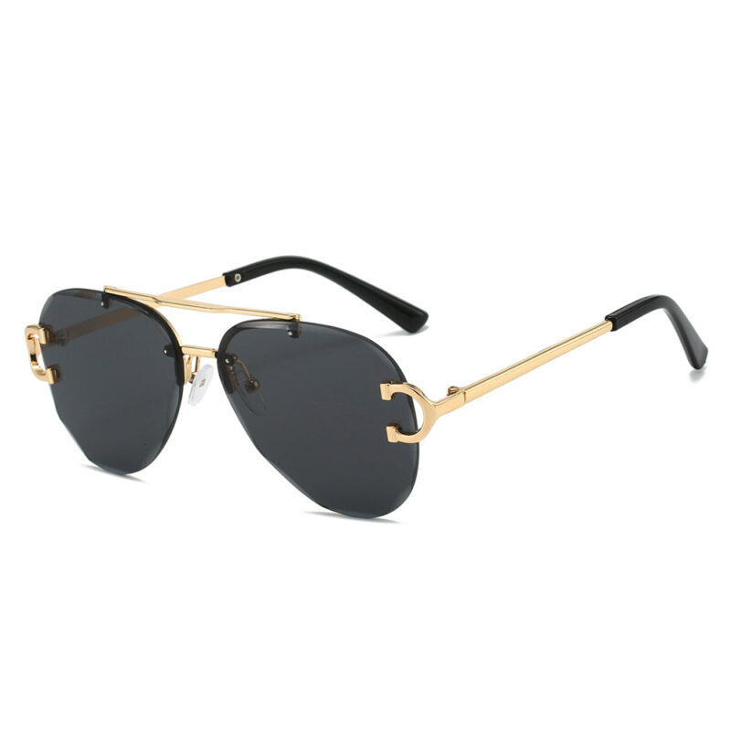 New frameless sunglasses. European and American fashion double-beam frameless pilot fashion glasses - Image 3