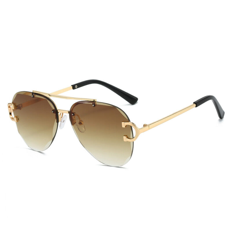 New frameless sunglasses. European and American fashion double-beam frameless pilot fashion glasses - Image 5