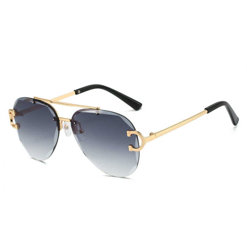 New frameless sunglasses. European and American fashion double-beam frameless pilot fashion glasses - Image 7