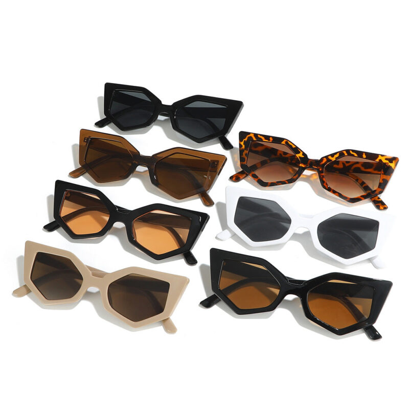 New sunglasses European and American personality water chestnut fashion cat eye simple light board sunglasses - Image 3