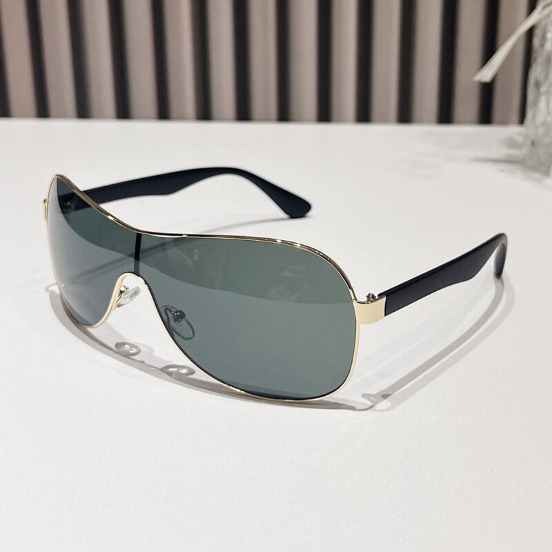 2024 spring new one-piece sunglasses. European and American personality large frame integrated fashion pilot driving sunglasses men - Image 10