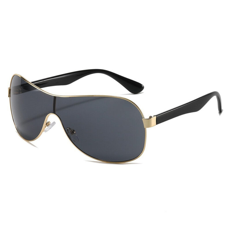 2024 spring new one-piece sunglasses. European and American personality large frame integrated fashion pilot driving sunglasses men - Image 6