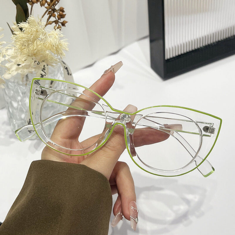 Cat eye flat glasses anti-blue glasses frame cross-border fashion avant-garde glasses frame tide - Image 2