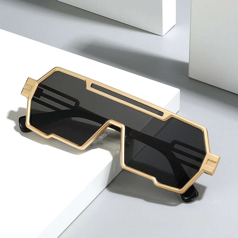 Personalized ancient steampunk sunglasses men's tide. one-piece irregular sunglasses women's cross-border glasses