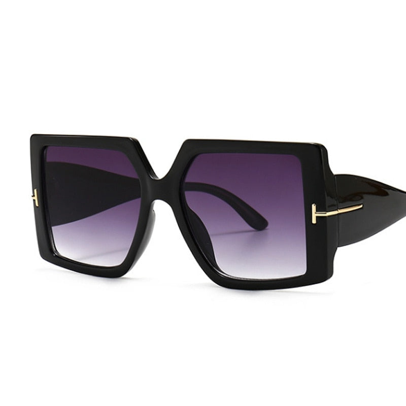 Square Sunglasses Woman Black Oversized Sun Glasses Female Retro Vintage Big Frame Gradient Mirror Lunette De Soleil Femme - Image 9