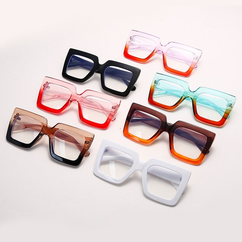 Vintage Oversize Square Glasses Women Men Big Frame Glasses For Female Gradient Spectacles Frame Punk Clear Lens Optical Eyewear - Image 6