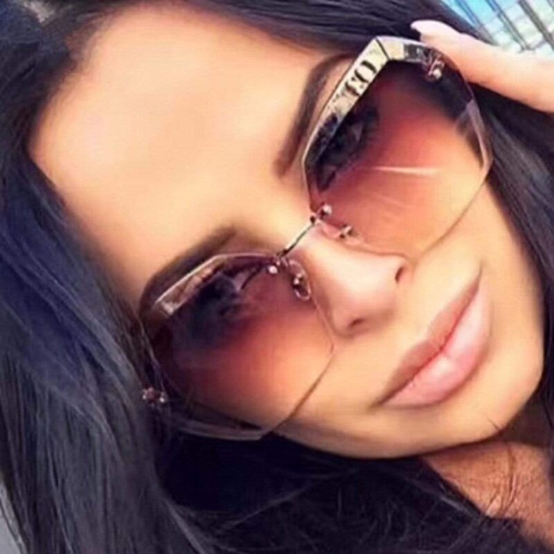 Oversized Rimless Sunglasses - Image 8