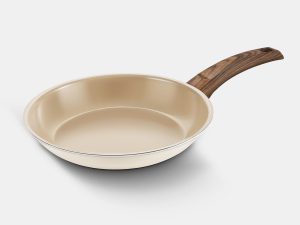 7-Layed Ceramic Coated Nonstick Frying Pan Skillet with Wooden Handle, All Stovetops, 3-Ply Stainless Steel Construction with Aluminum Core (7.9inch-Diameter / 1.57inch-Height)
