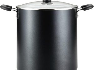 Specialty Nonstick Stockpot With Lid 12 Quart, Oven Broiler Safe 350F, Stay-Cool Handles, Kitchen, Cookware, Pots and Pans, Stock Pot, Soup Pot, Cooking Pot, Dishwasher Safe, Black