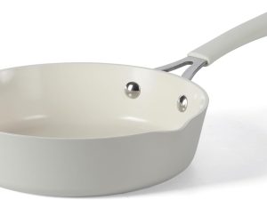 8 Inch Aluminum Fry Pan Cookware Non-Toxic Premium Ceramic Non Stick Frying Pan, Kitchen Egg Pan, Omelet Pan, , Pots and Pans, Linen White, Induction Safe