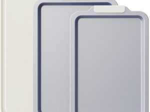 Non Stick Ceramic Baking Sheet Pan Set of 3, Natural Non Toxic Cookie Sheets for Baking - ,  Free, Heavy Duty Aluminized Steel Oven Trays for Cooking with Silicone Handles, Cream