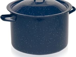 6-Quart Blue Speckled Enamel Stock Pot with Lid