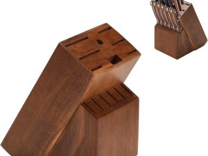 Wood Kitchen Knife Block, Universal Kitchen Knife Holder Kitchen Knife Storage Rack 15 Piece Knife Holder