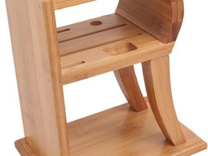 Space-saving Bamboo Knife Holder Cutlery Block Rack 6 Slots R-shape Storage for Kitchen Utensils and Knives