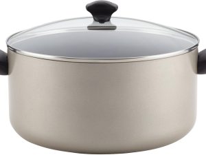 Promotional Cookware Aluminum Nonstick Covered Stockpot, 10.5-Quart, Champagne Silver
