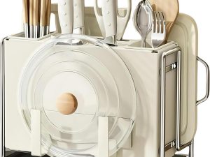 Universal Knife Block Holder,  Kitchen Knife Holder Storage Organizer, Kitchen Utensils Holder, Cutting Board Rack, Wall-mountable Dual-Use Large Volume Stable Knife Organizer 6 Slots