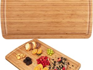 30" Extra Large Bamboo Cutting Boards for Kitchen, Wooden Chopping Board with Juice Groove, Reversible Butcher Block Cutting Board Carving Board for Meat Turkey Veggies, 30 x 20 Inch