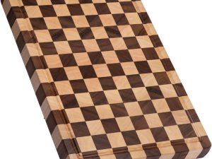 Cutting Boards for Kitchen, Design in USA Large Acacia Wood Chopping Board, Checkered Cutting Board with Juice Grooves & Handles, Butcher Block Serving Tray with Gift Box, 17" x 12" x 0.8"