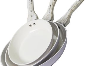 Nonstick Frying Pans Set, 8" 9.5" 11" Ceramic Frying Pan Set, Ceramic Pan Skillet with Stay Cool Handle, Non Toxic Pans for Cooking & Dishwasher Safe, Purple & White, PFAS & PTFE & PFOA Free