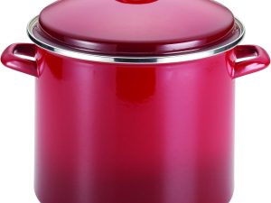 Enamel on Steel Stock Pot/Stockpot with Lid, 12 Quart, Red Gradient