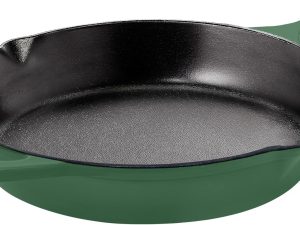 Saute Fry Pan - Chefs Pan, Pre-Seasoned Cast Iron Skillet - Frying Pan 12 Inch - Safe Grill Cookware for Indoor & Outdoor Use - Cast Iron Pan - Cooking Gift for Men & Women (Green)